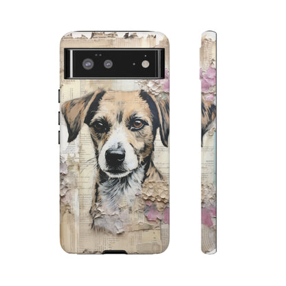 Vintage Collage Dog Portrait Mobile Cover – Artistic Mixed Media Design