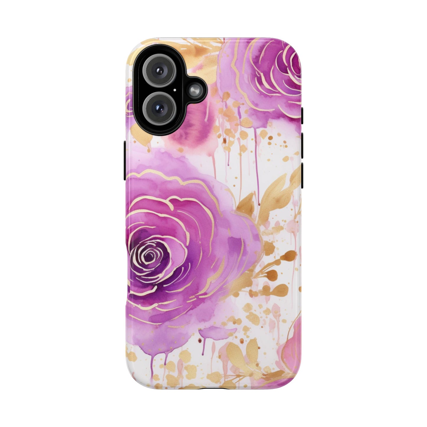 Elegant Purple-Gold Watercolor Rose Mobile Case
