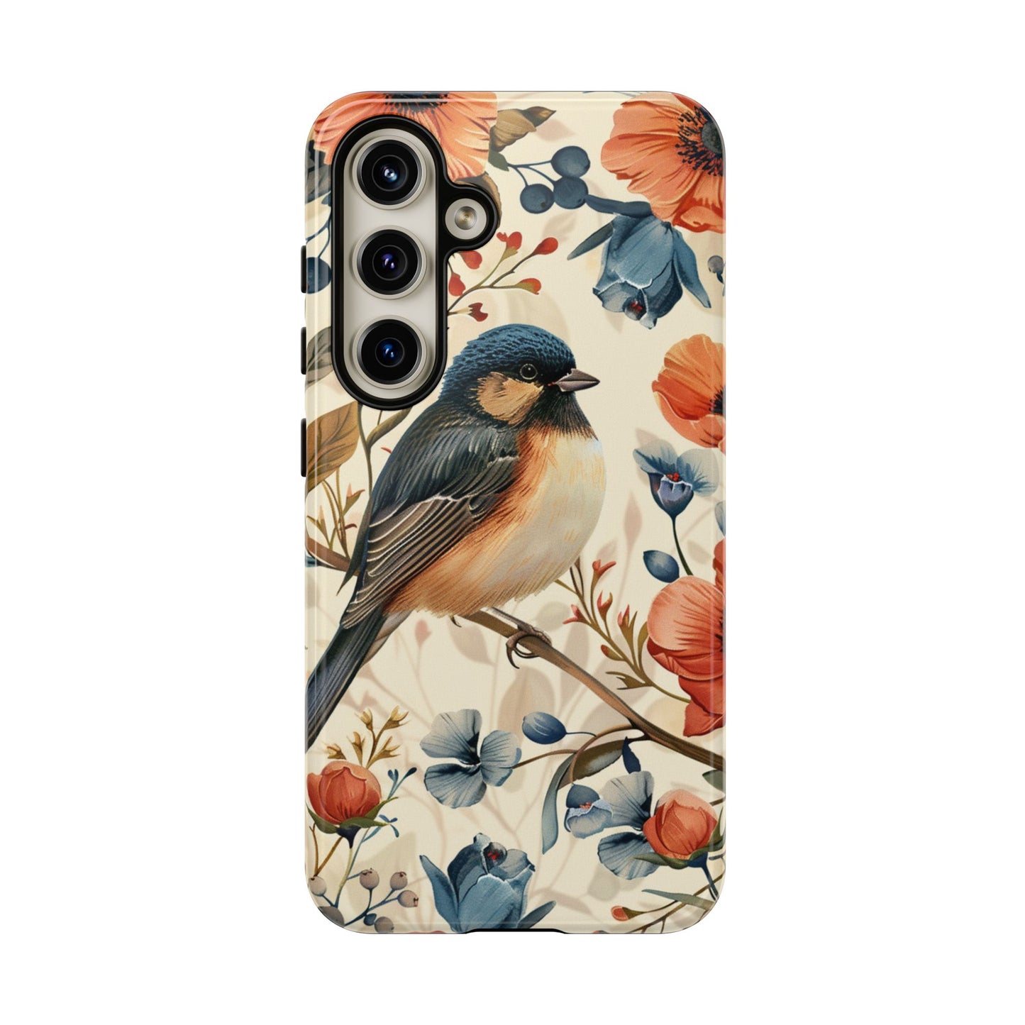 Floral Bird Phone Case - Elegant Nature-Inspired Cover for iPhone, Samsung & Google Pixel