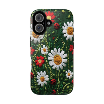 Knitted Pattern With Diamonds And Festive Motifs On Navy phone case design.