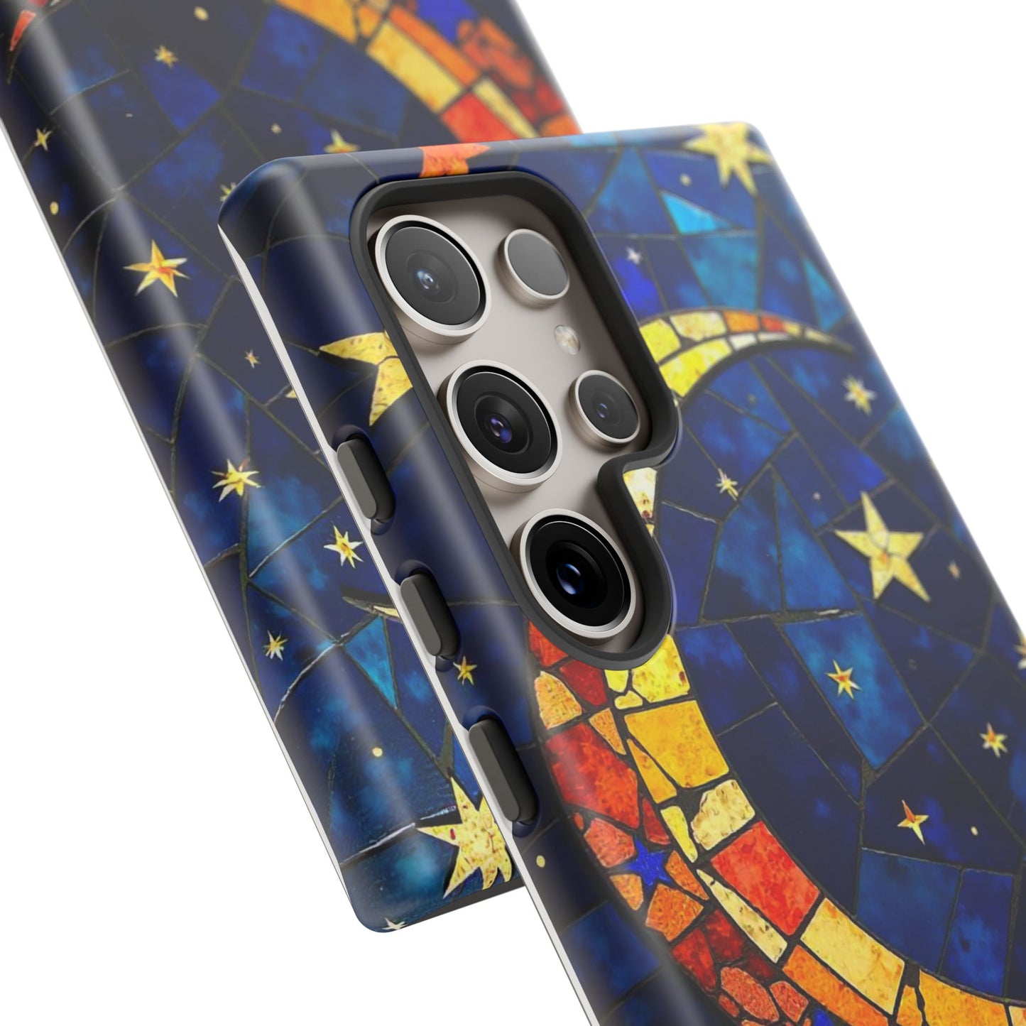 Celestial Crescent: Vibrant Moon and Stars Phone Case