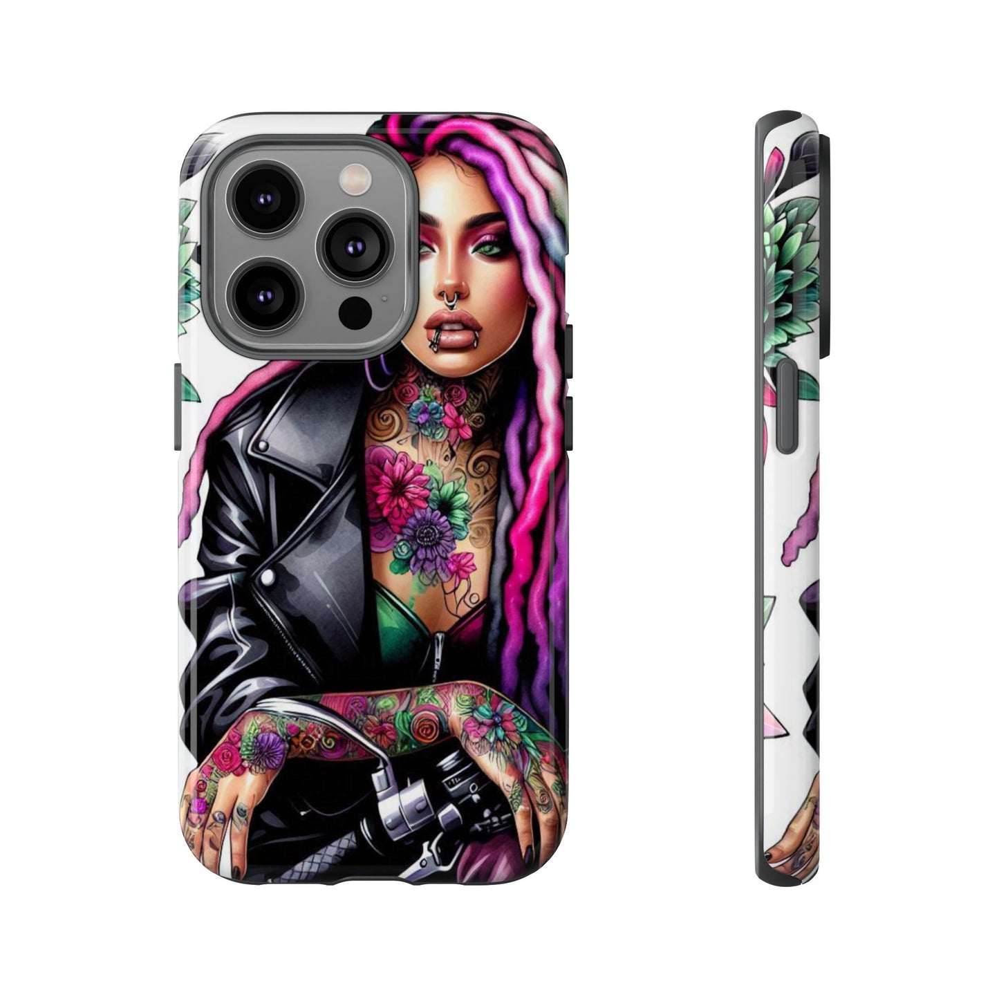 Neon Rebel – Vibrant Biker Queen Mobile Cover