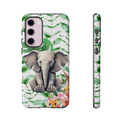 Cute Baby Elephant Mobile Cover – Floral & Tropical Aesthetic