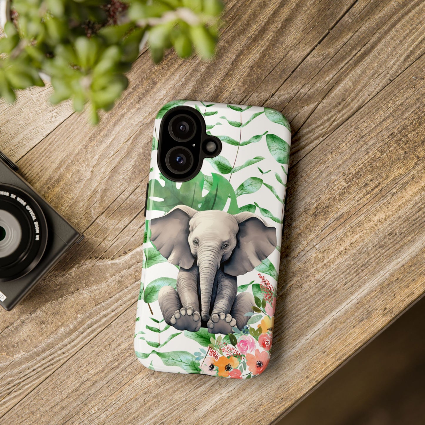 Cute Baby Elephant Mobile Cover – Floral & Tropical Aesthetic