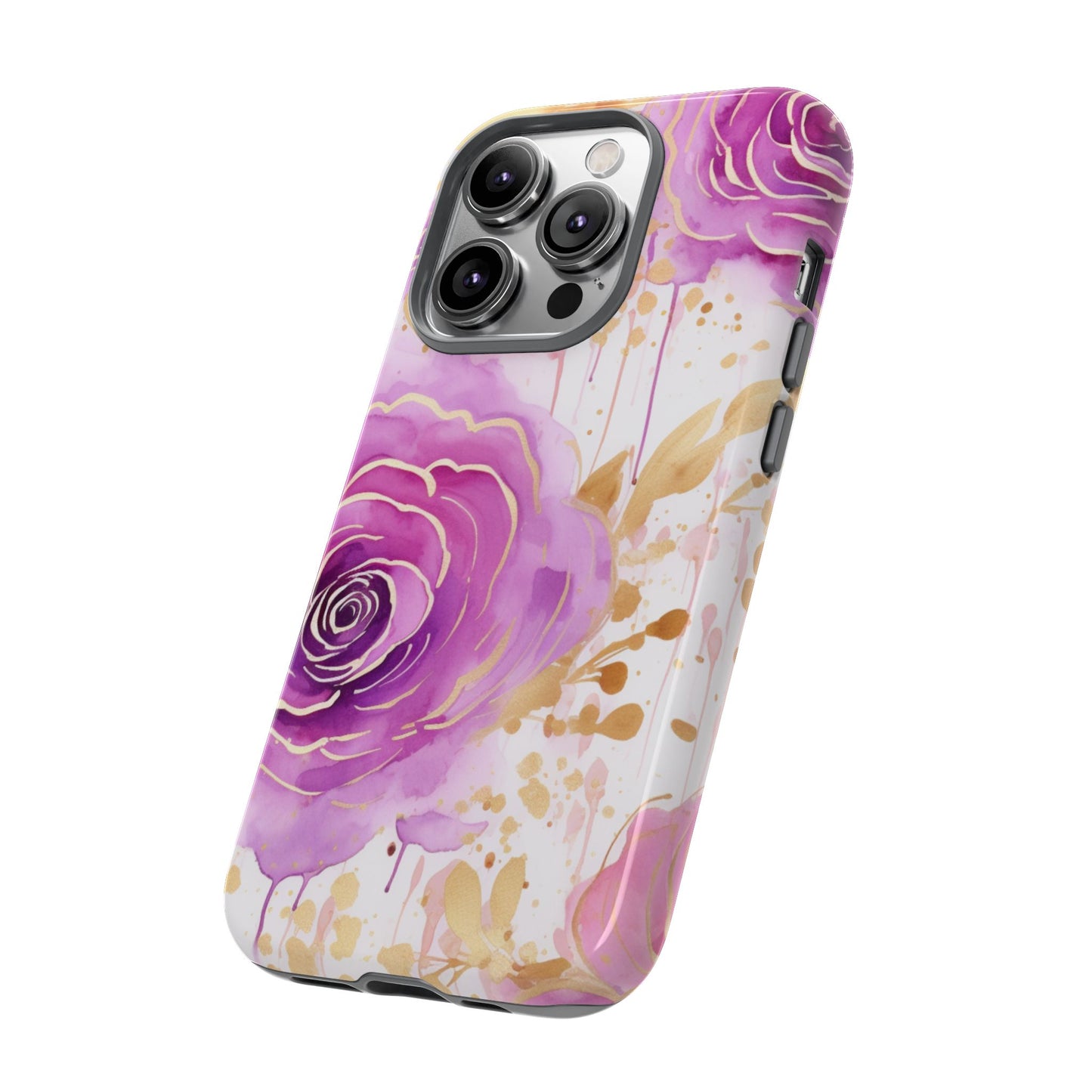 Elegant Purple-Gold Watercolor Rose Mobile Case