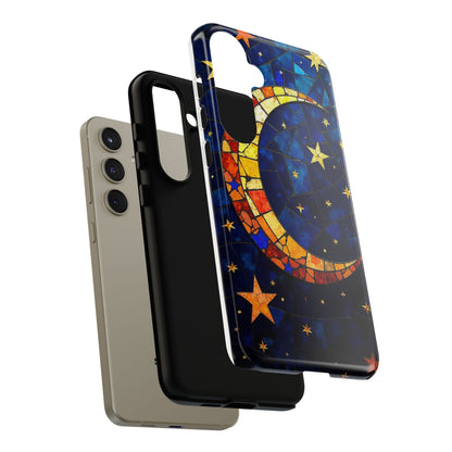 Celestial Crescent: Vibrant Moon and Stars Phone Case