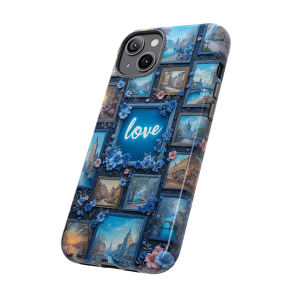 Blue Floral Love Frame Phone Case