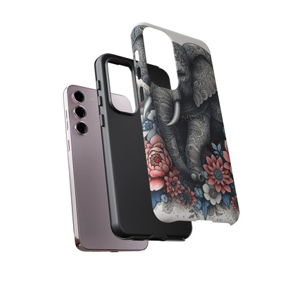 Mandala Elephant Mobile Cover – Elegant Black & White Floral Art