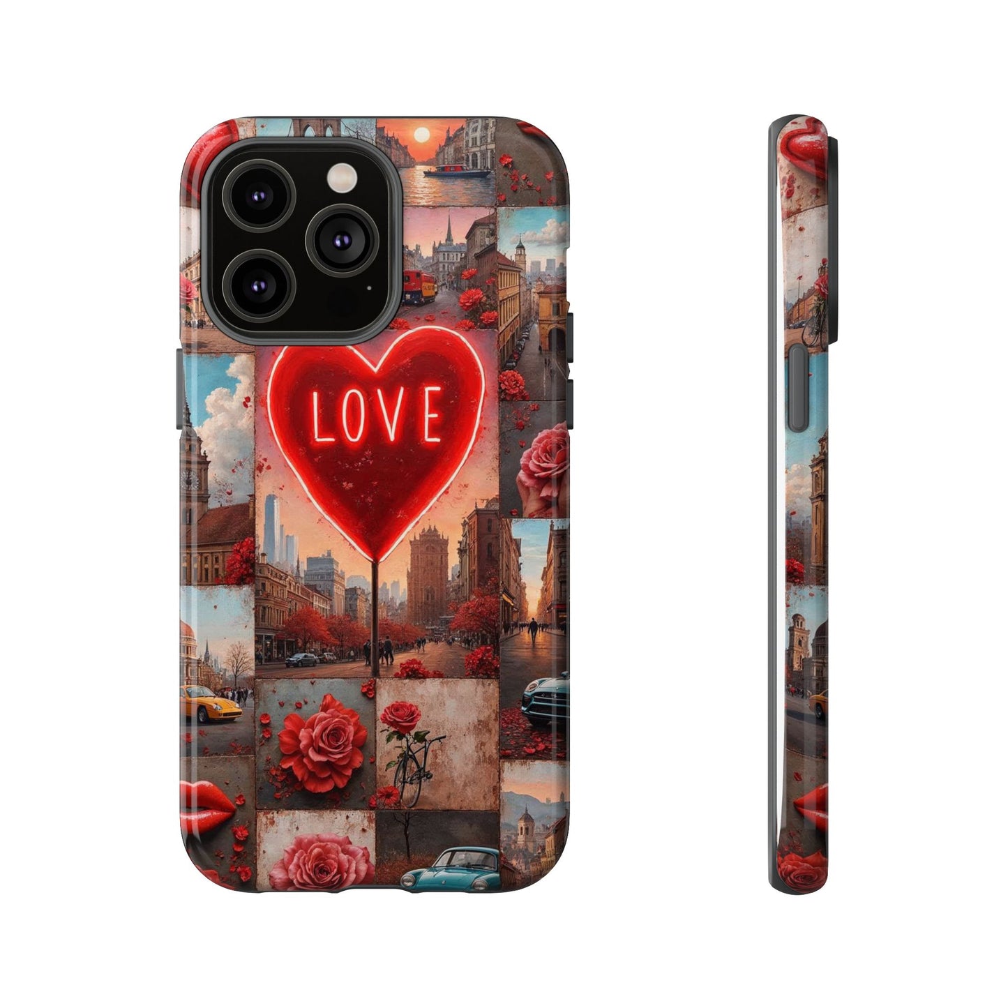 Neon Love Heart & Rose Phone Case