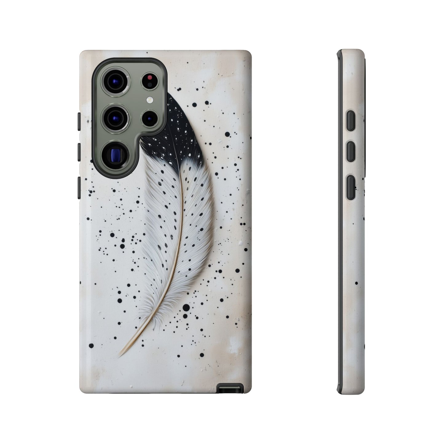 Elegant Owl Feather Phone Case – Black & White for iPhone, Samsung & Google Pixel