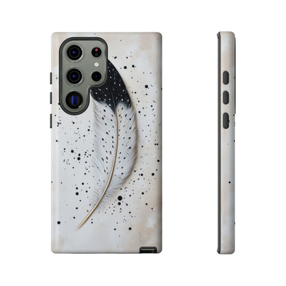 Elegant Owl Feather Phone Case – Black & White for iPhone, Samsung & Google Pixel