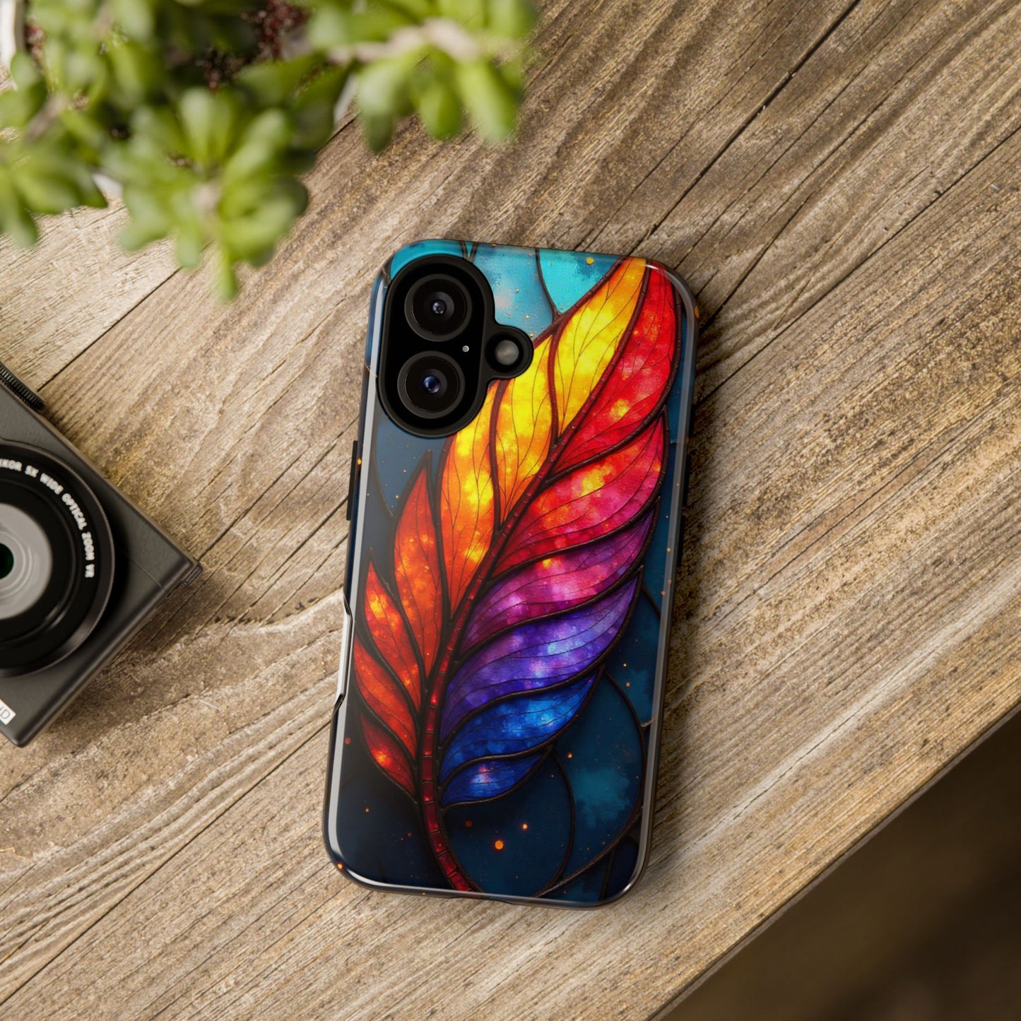 Vivid Feather: Stained Glass Abstract Art