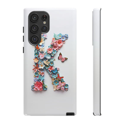 Floral Letter K Phone Case – Personalized Aesthetic Cover for iPhone, Samsung & Google Pixel
