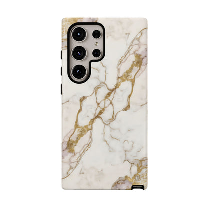 Elegant White and Gold Marble Case Design