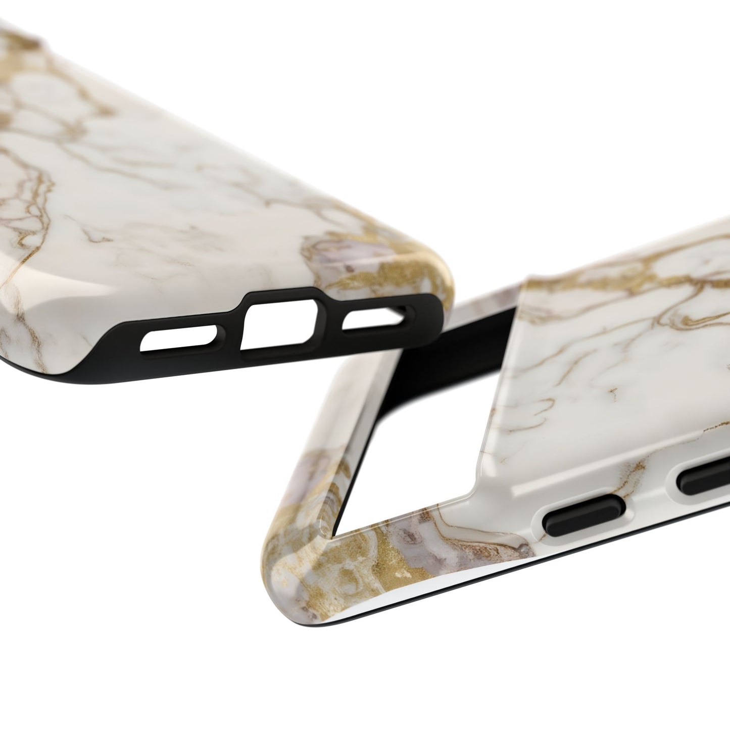 Elegant White and Gold Marble Case Design