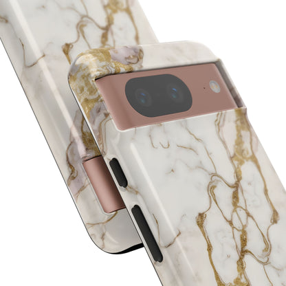 Elegant White and Gold Marble Case Design