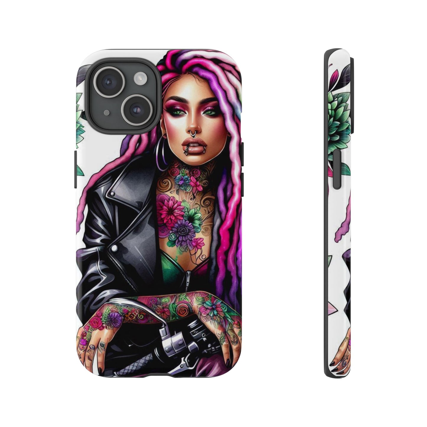 Neon Rebel – Vibrant Biker Queen Mobile Cover