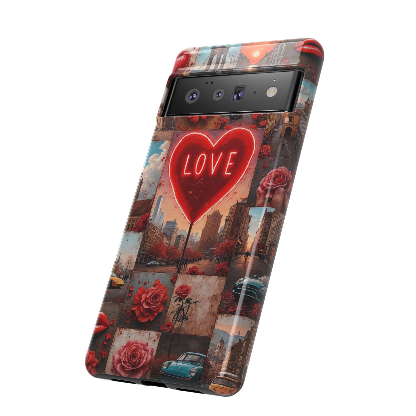 Neon Love Heart & Rose Phone Case