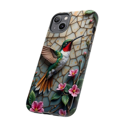 Vivid Hummingbird with Blossoming Branches | Artistic Mosaic Style