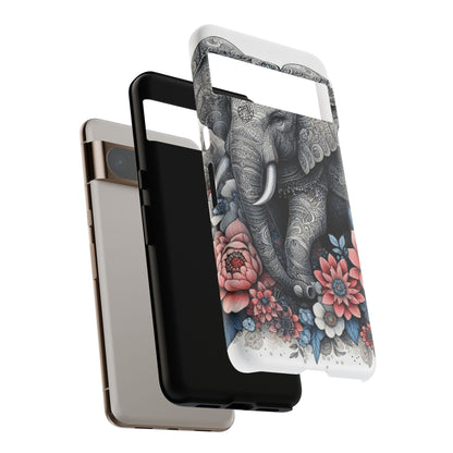 Mandala Elephant Mobile Cover – Elegant Black & White Floral Art