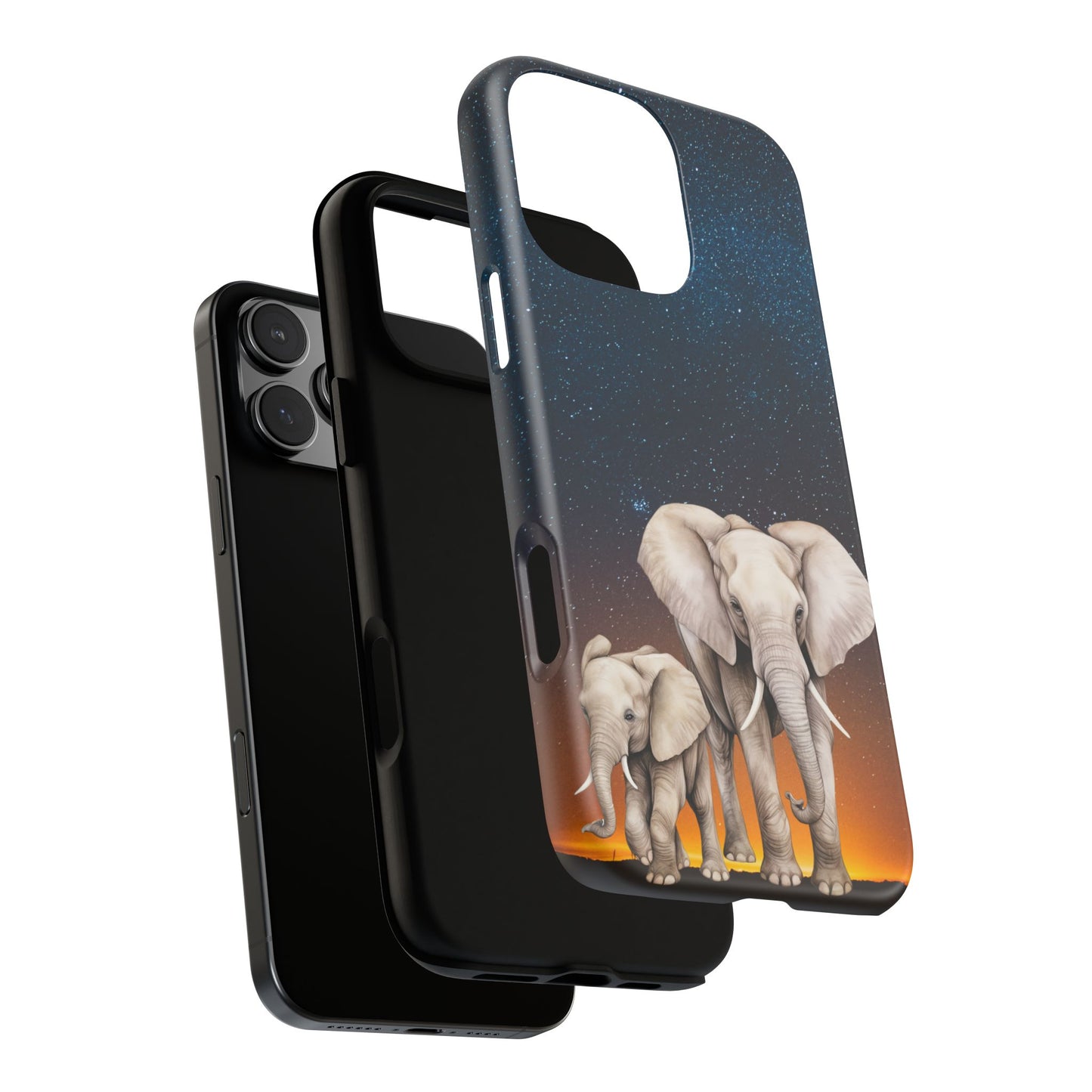 Starry Safari Elephant Family Mobile Cover – Cosmic Wildlife Aesthetic