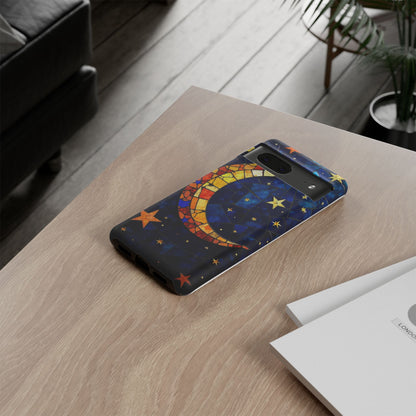 Celestial Crescent: Vibrant Moon and Stars Phone Case