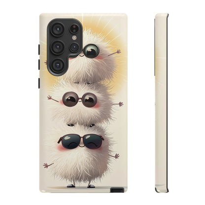 Stacked Fluff Squad Phone Case – Kawaii Anime Creatures with Sunglasses, iPhone, Samsung & Google Pixel Case