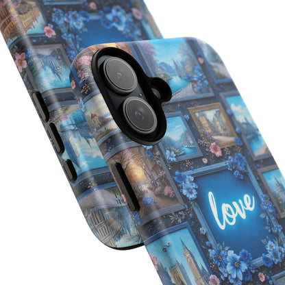Blue Floral Love Frame Phone Case