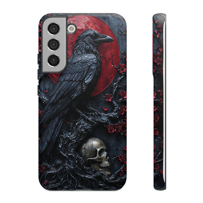 Gothic Sculpture Of Raven On Charcoal Tree Branch phone case design