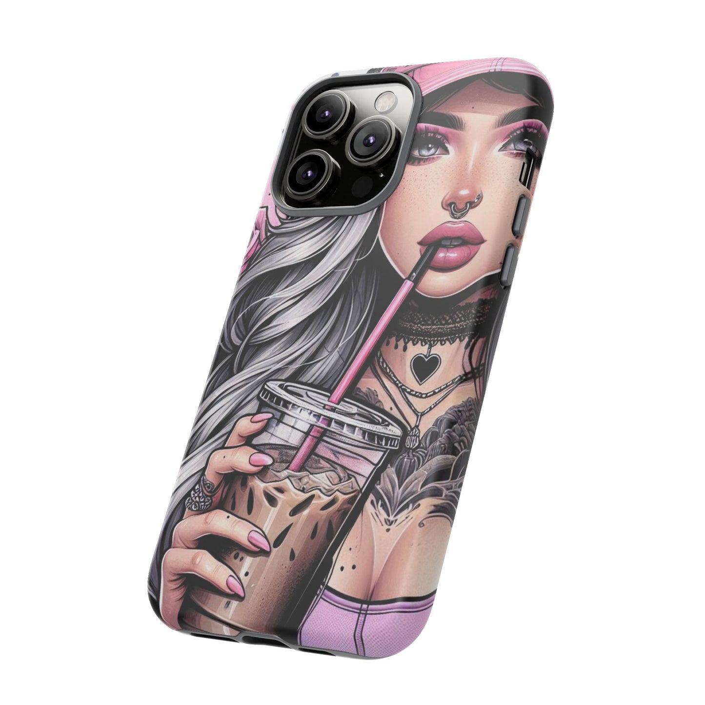 Pink Aesthetic Rebel – Iced Coffee & Inked Beauty Mobile Cover