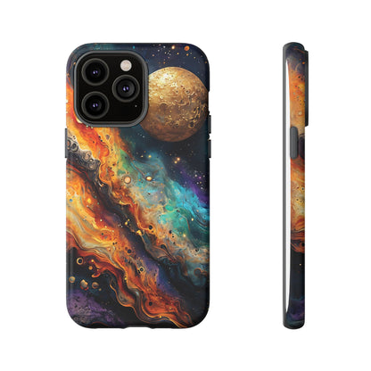 Cosmic Abstract Artwork With Dynamic Swirling Fluid Patterns phone case design.