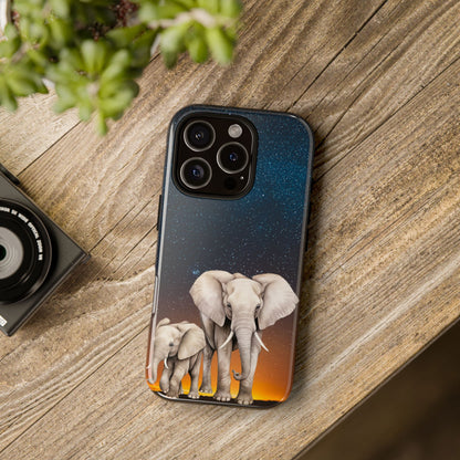 Starry Safari Elephant Family Mobile Cover – Cosmic Wildlife Aesthetic