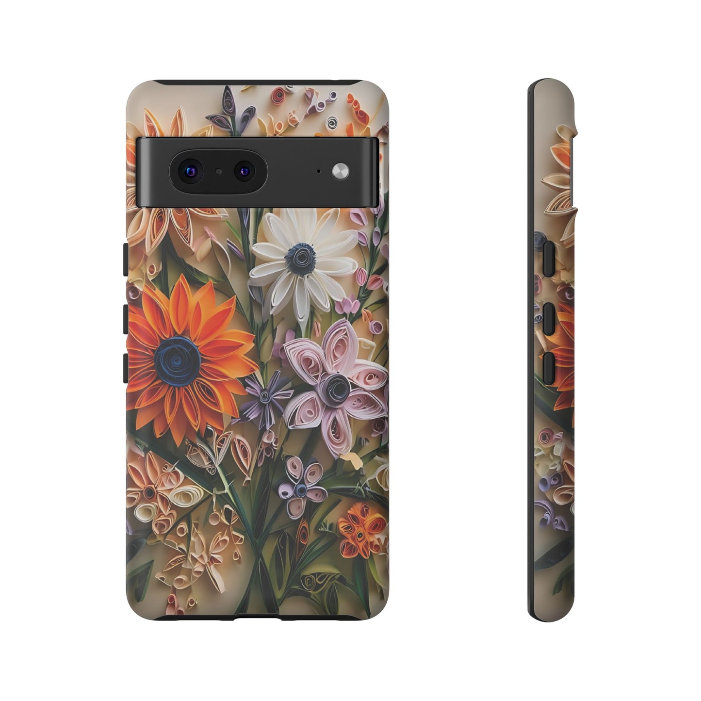 Intricate Quilled Floral Artwork In Vibrant Colors phone case design.