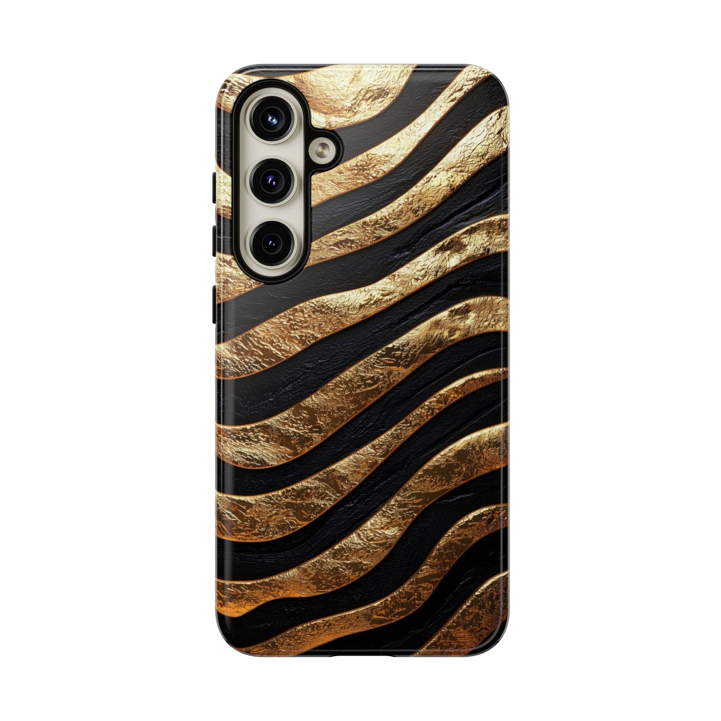 Luxury Black & Gold Zebra Stripes Phone Case for iPhone, Samsung & Google Pixel