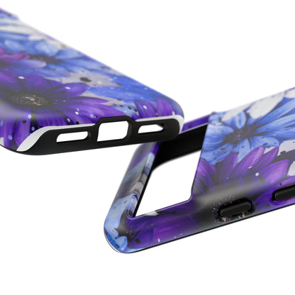 Blue & Purple Floral Splash Mobile Cover – Elegant Artistic Flowers