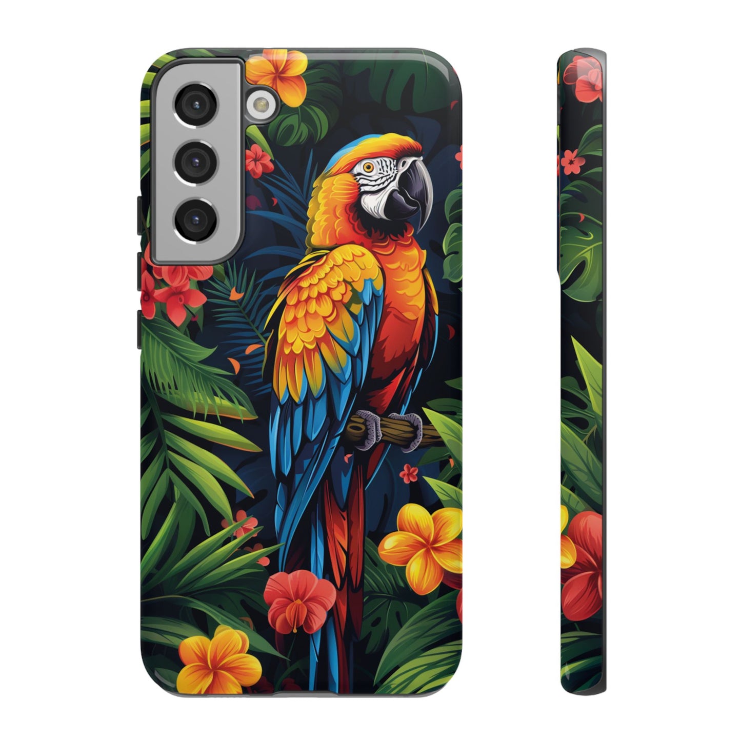 Floral Parrot Phone Case – Tropical Bird Design for iPhone, Samsung & Google Pixel