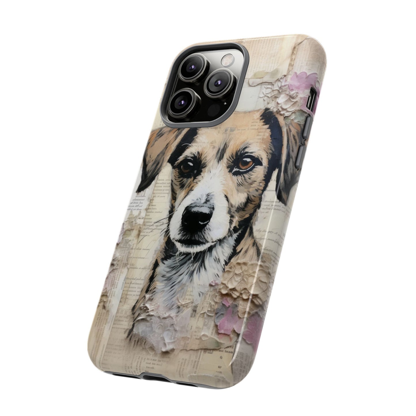 Vintage Collage Dog Portrait Mobile Cover – Artistic Mixed Media Design