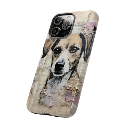 Vintage Collage Dog Portrait Mobile Cover – Artistic Mixed Media Design
