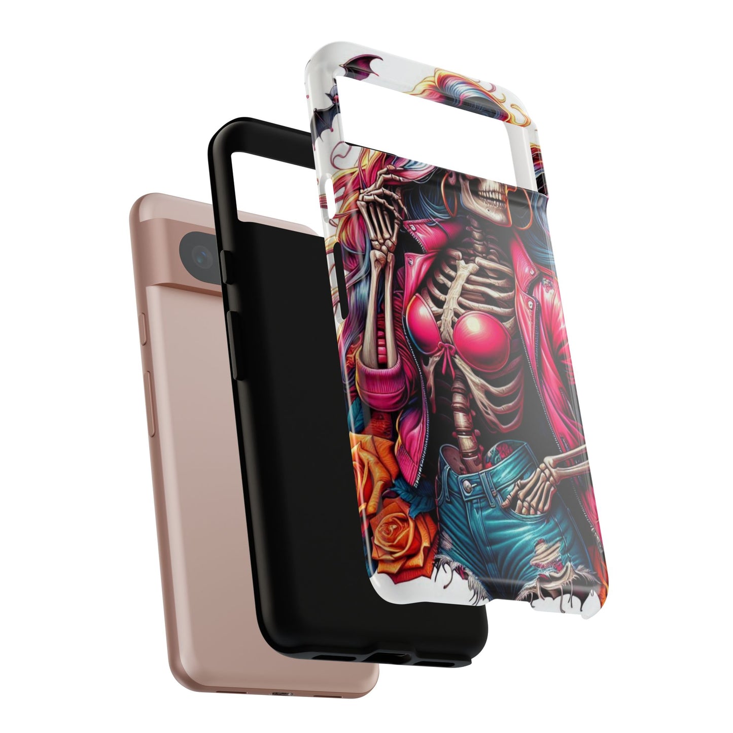 Neon Bones – Retro Skeleton & Vibrant Punk Aesthetic Mobile Cover