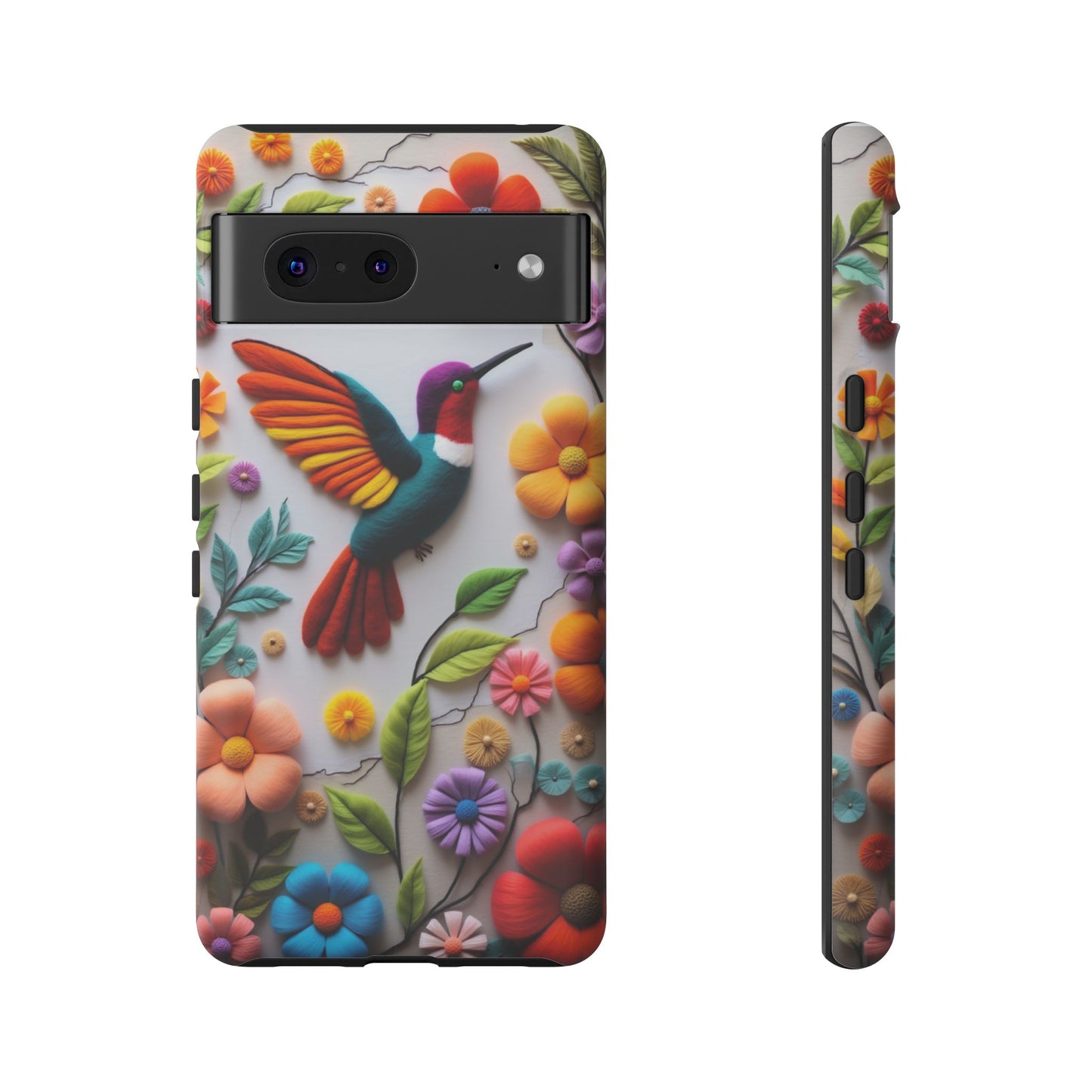 Embroidered Hummingbird with Floral Design | Nature's Elegant Stitch