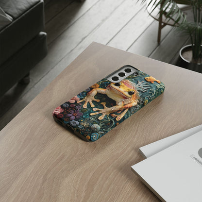 Intricate 3D Felt Artwork of Underwater Ecosystem with Frog phone case design.