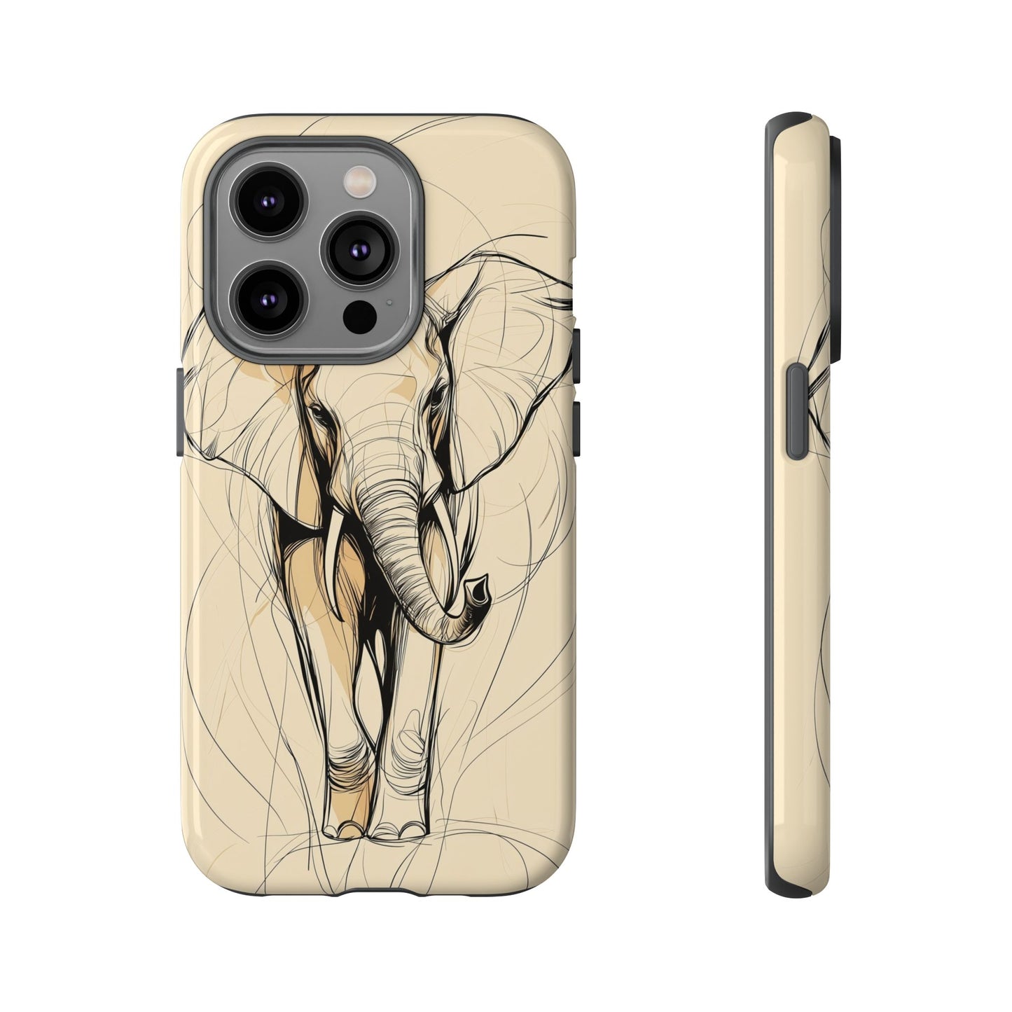 Majestic March: Dynamic Elephant Line Art  Phone Case for iPhone, Samsung & Pixel
