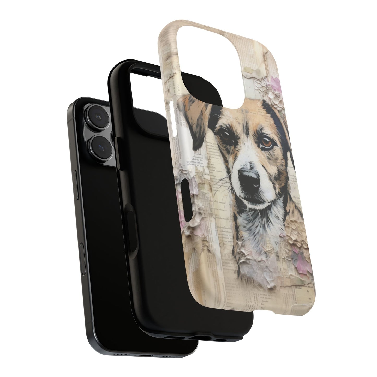Vintage Collage Dog Portrait Mobile Cover – Artistic Mixed Media Design