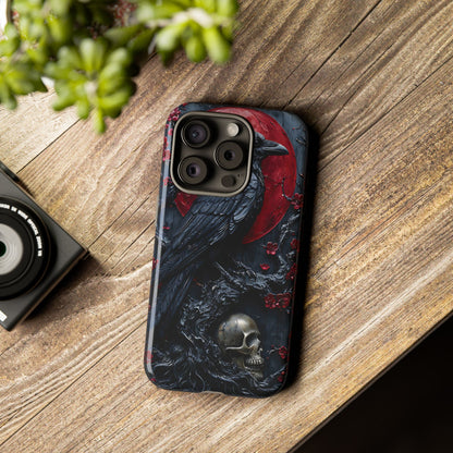 Gothic Sculpture Of Raven On Charcoal Tree Branch phone case design