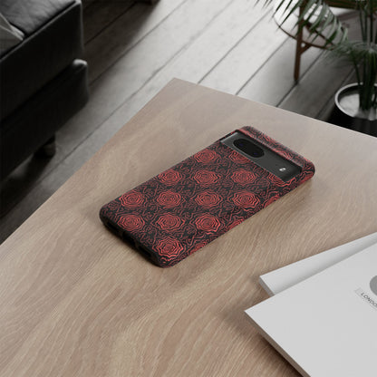 Red roses abstract geometric seamless pattern design
