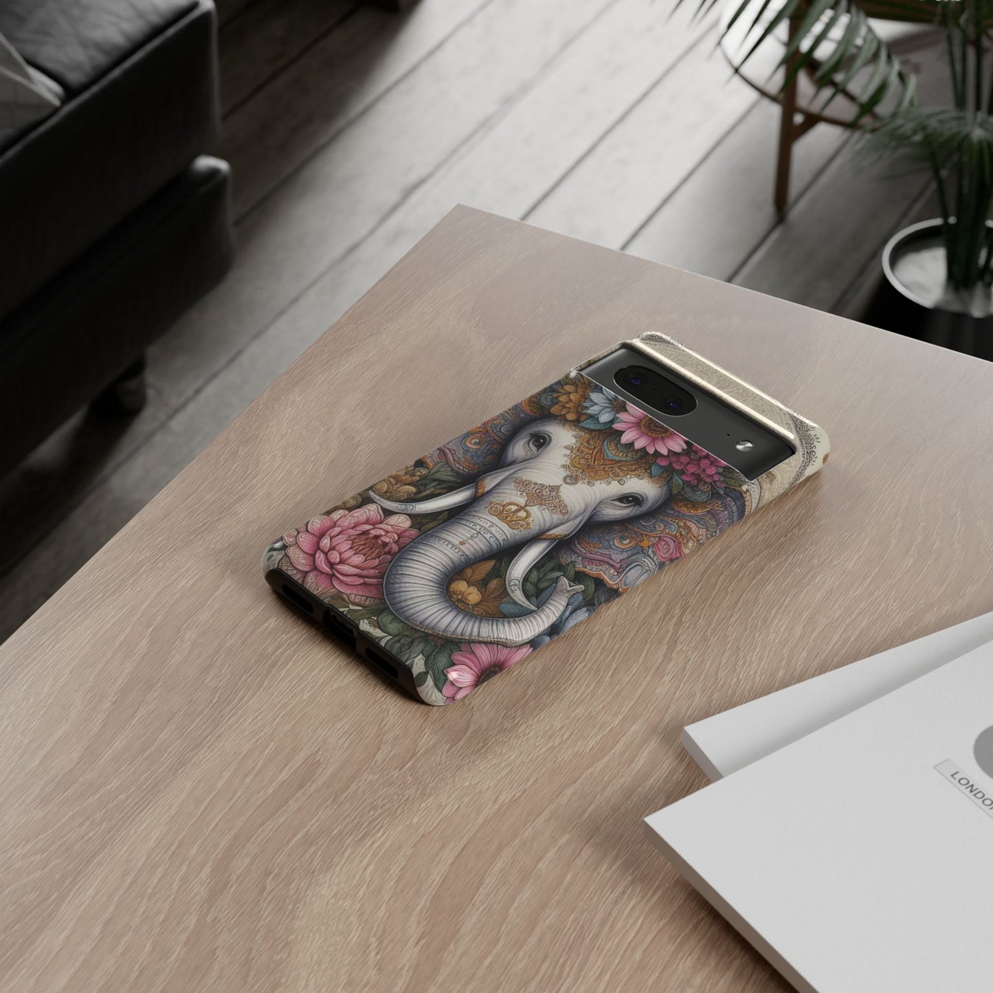 Elegant Floral Elephant Mobile Cover – Royal Mandala Art