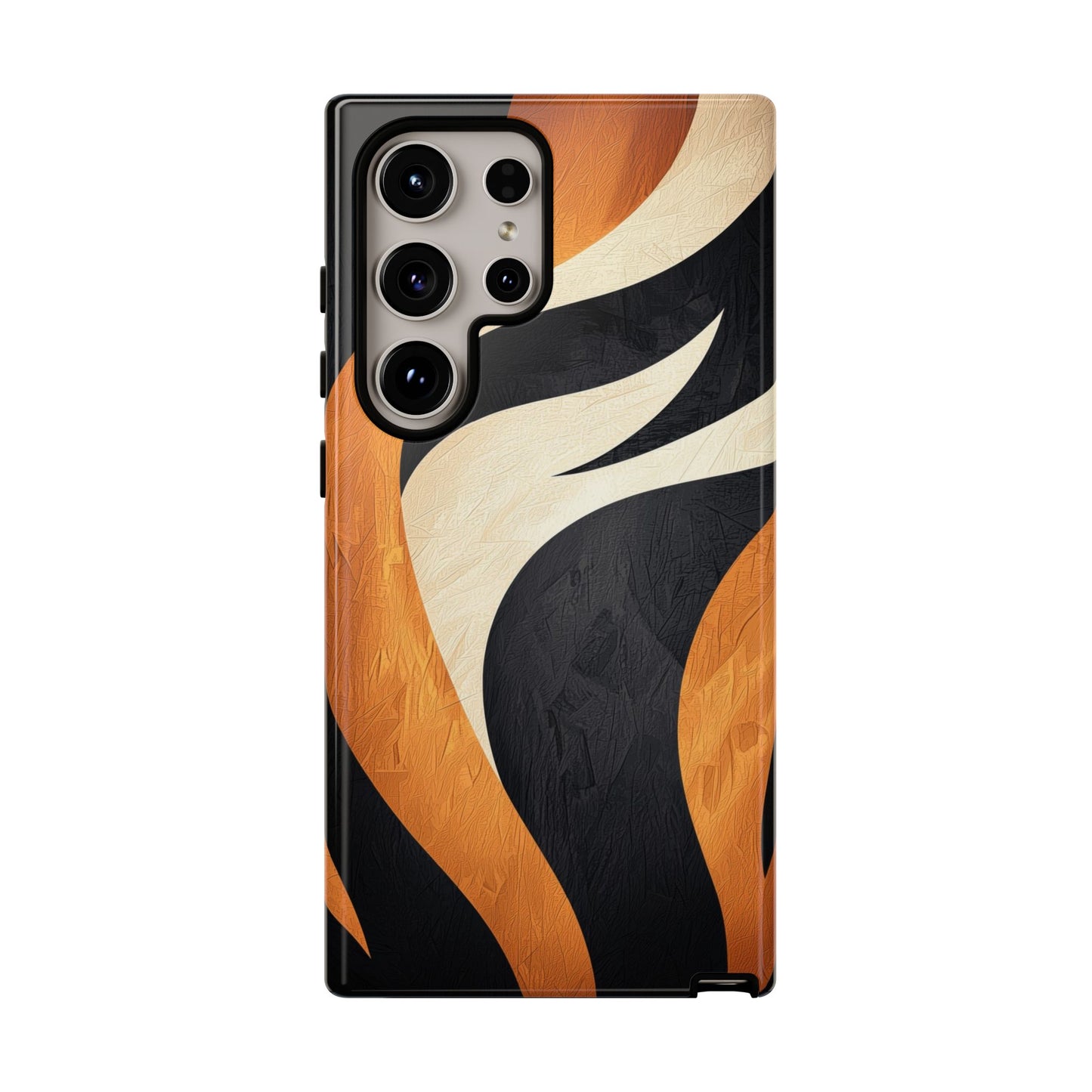 Bold Tiger Stripes Phone Case – Black, Orange & Cream for iPhone, Samsung & Google Pixel