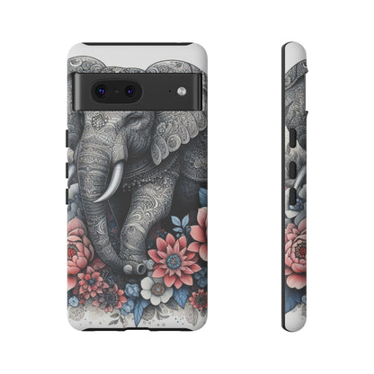 Mandala Elephant Mobile Cover – Elegant Black & White Floral Art