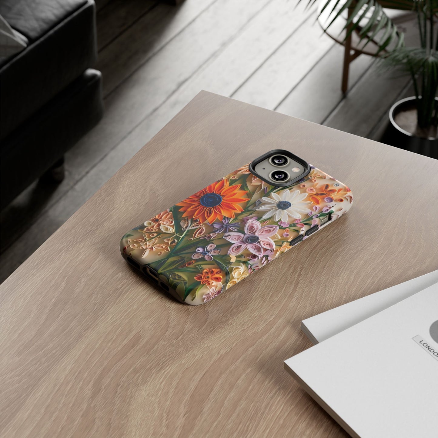 Intricate Quilled Floral Artwork In Vibrant Colors phone case design.