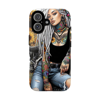 Sunflower Biker Queen – Bohemian Tattooed Rebel Mobile Cover